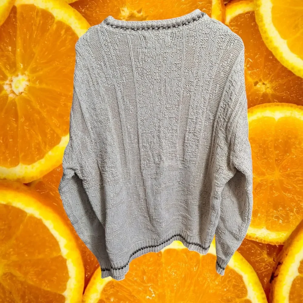 Shenandoah Deer Winter Scene Cable Knit Sweater‎ Outdoor Cabin Lodge Cozy L